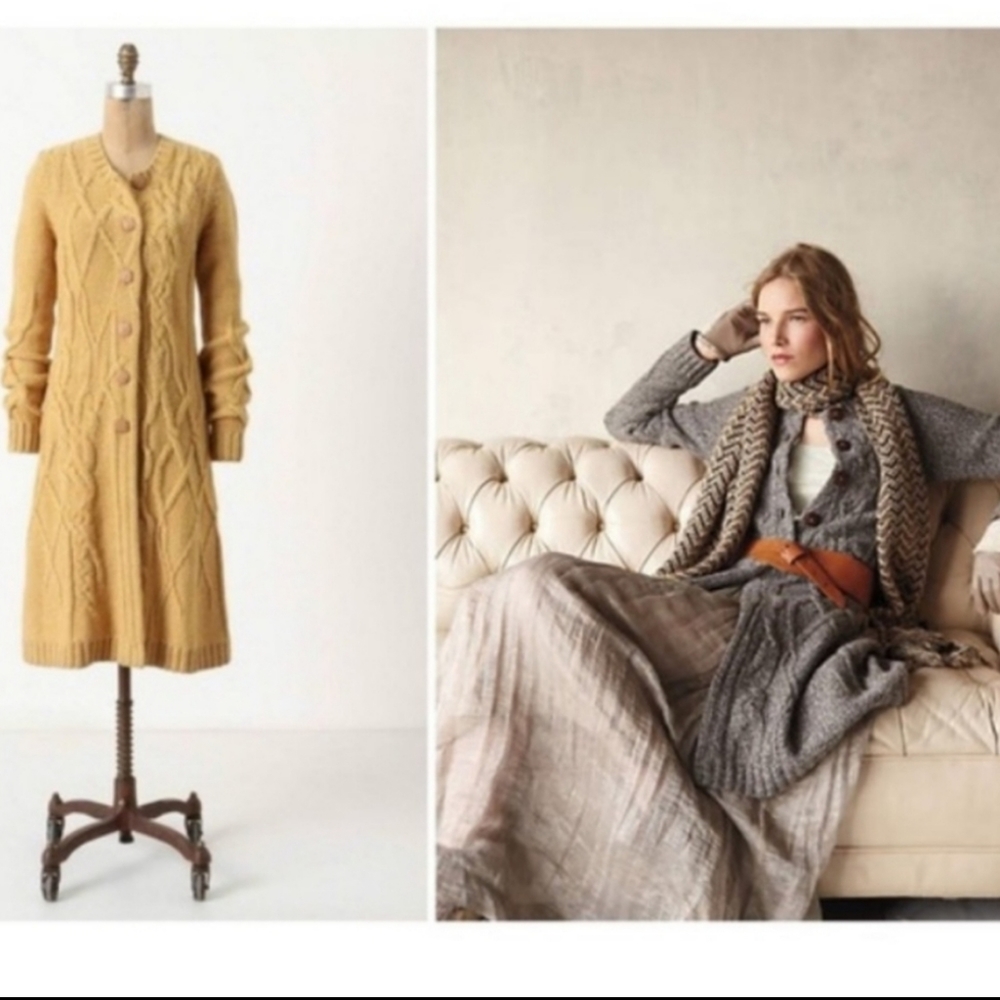 Anthropologie Far Away from Close Wool Sweater Coat - Size Small